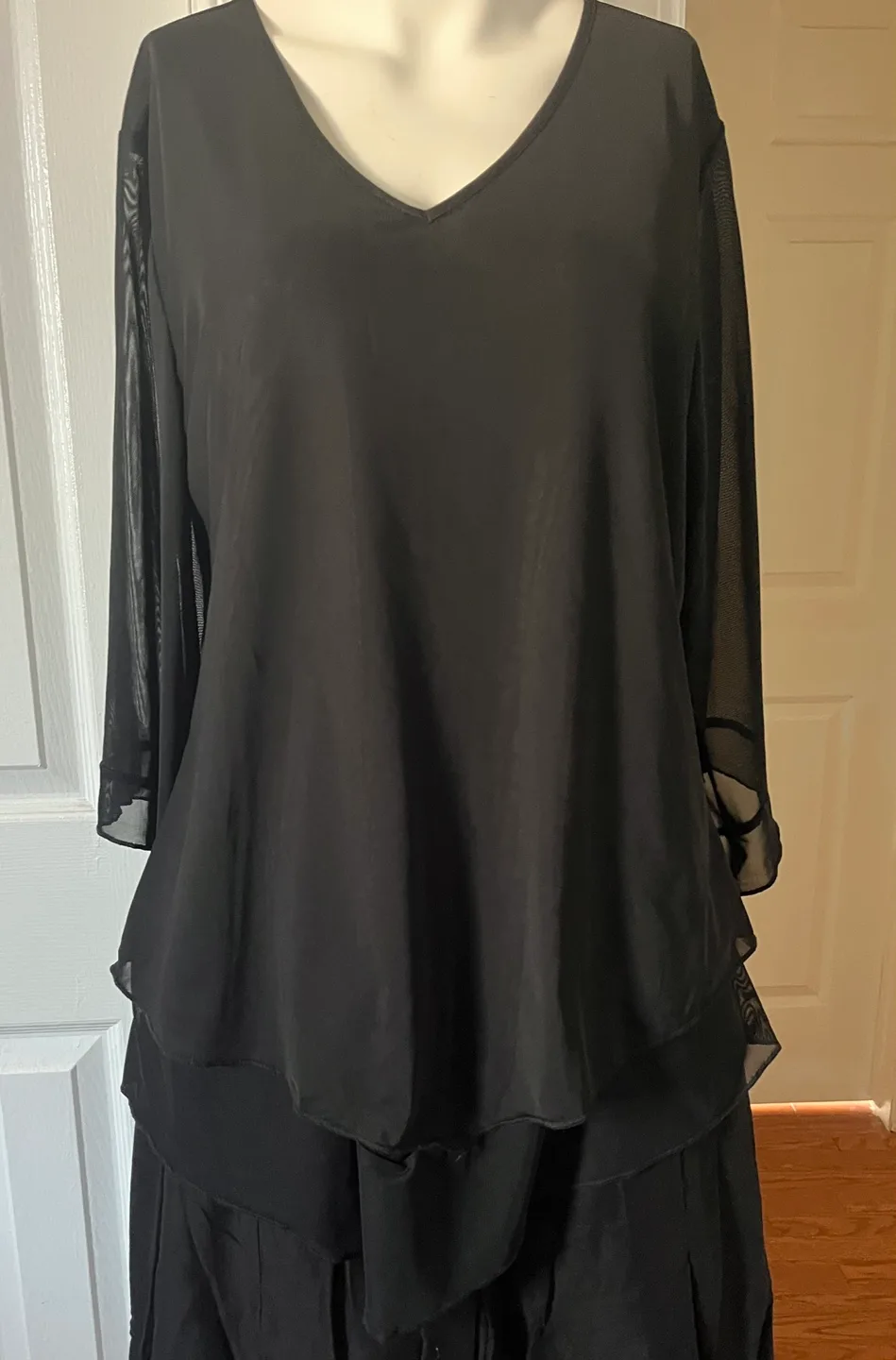 Black top with Sheer Sleeves image indicator(2)