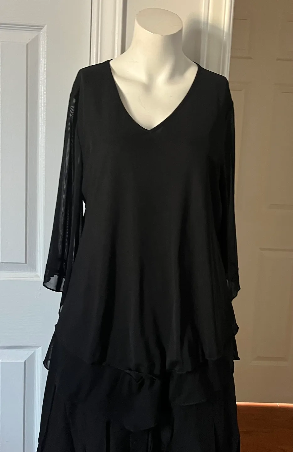 Black top with Sheer Sleeves image indicator(4)