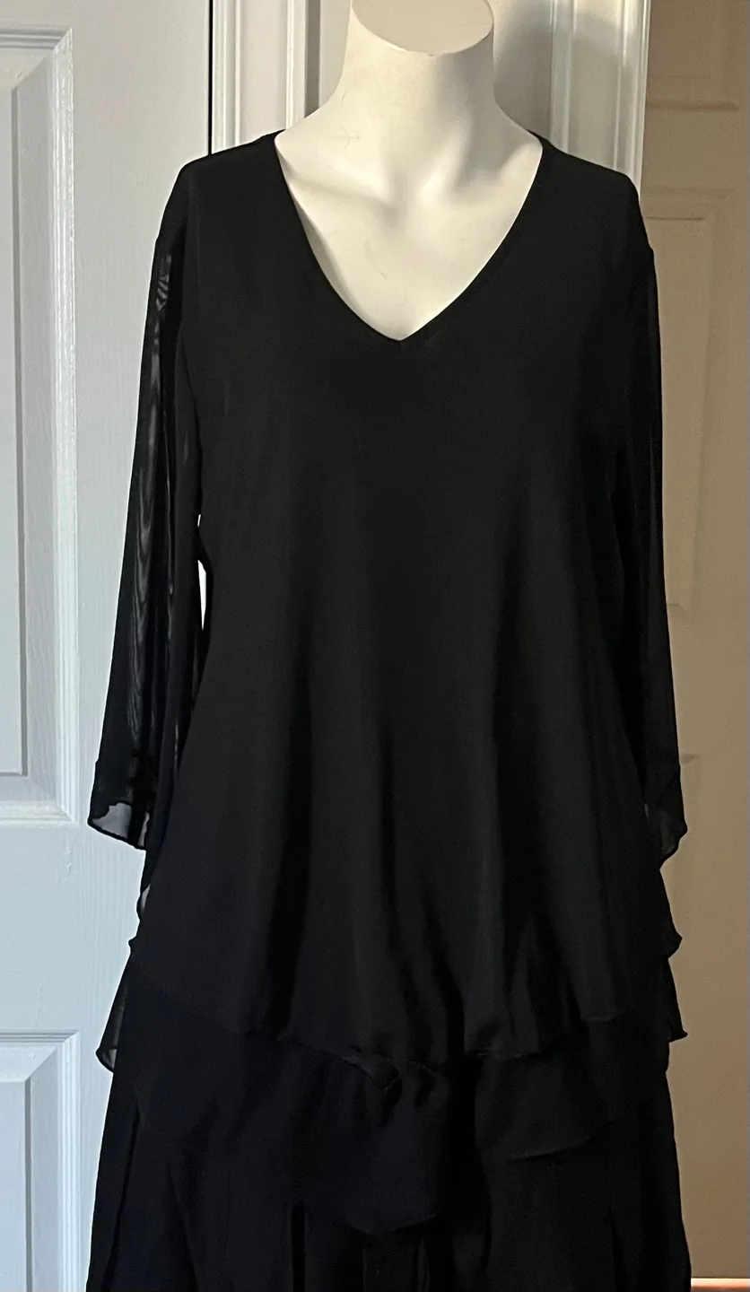 Black top with Sheer Sleeves image indicator(3)