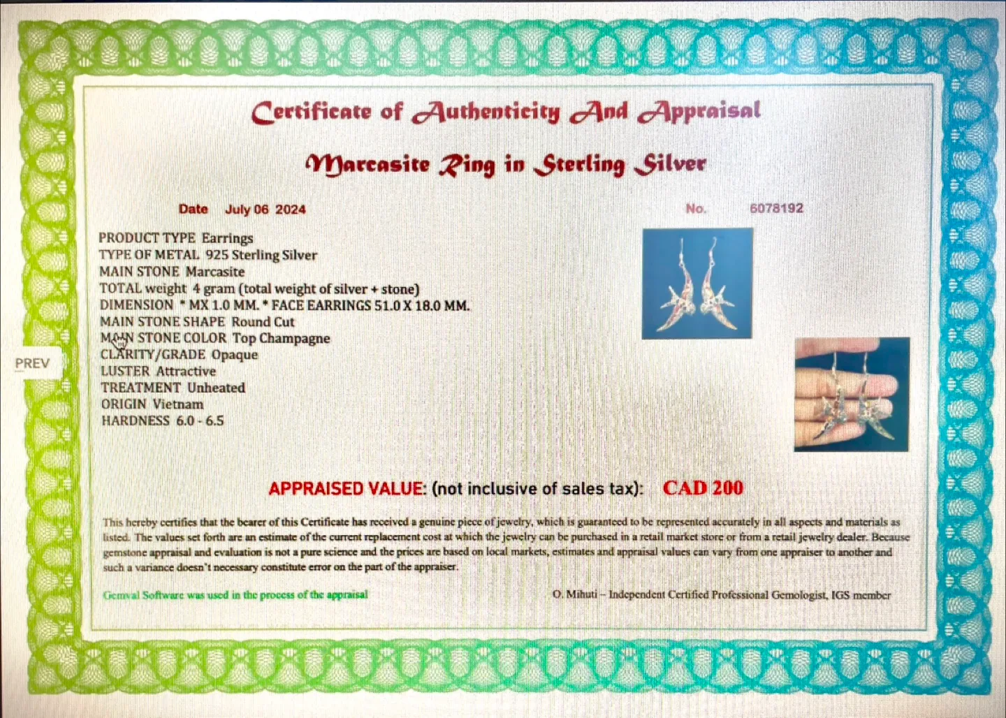 Marcasite and Enamel Hanging Earrings (Jewelry) image indicator(5)