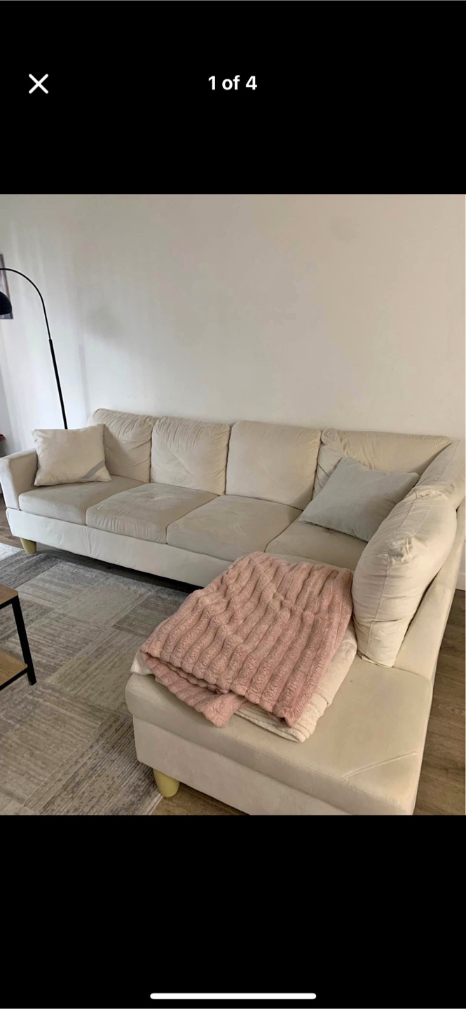 Beige Sectional Sofa with Chaise Lounge - photo 5