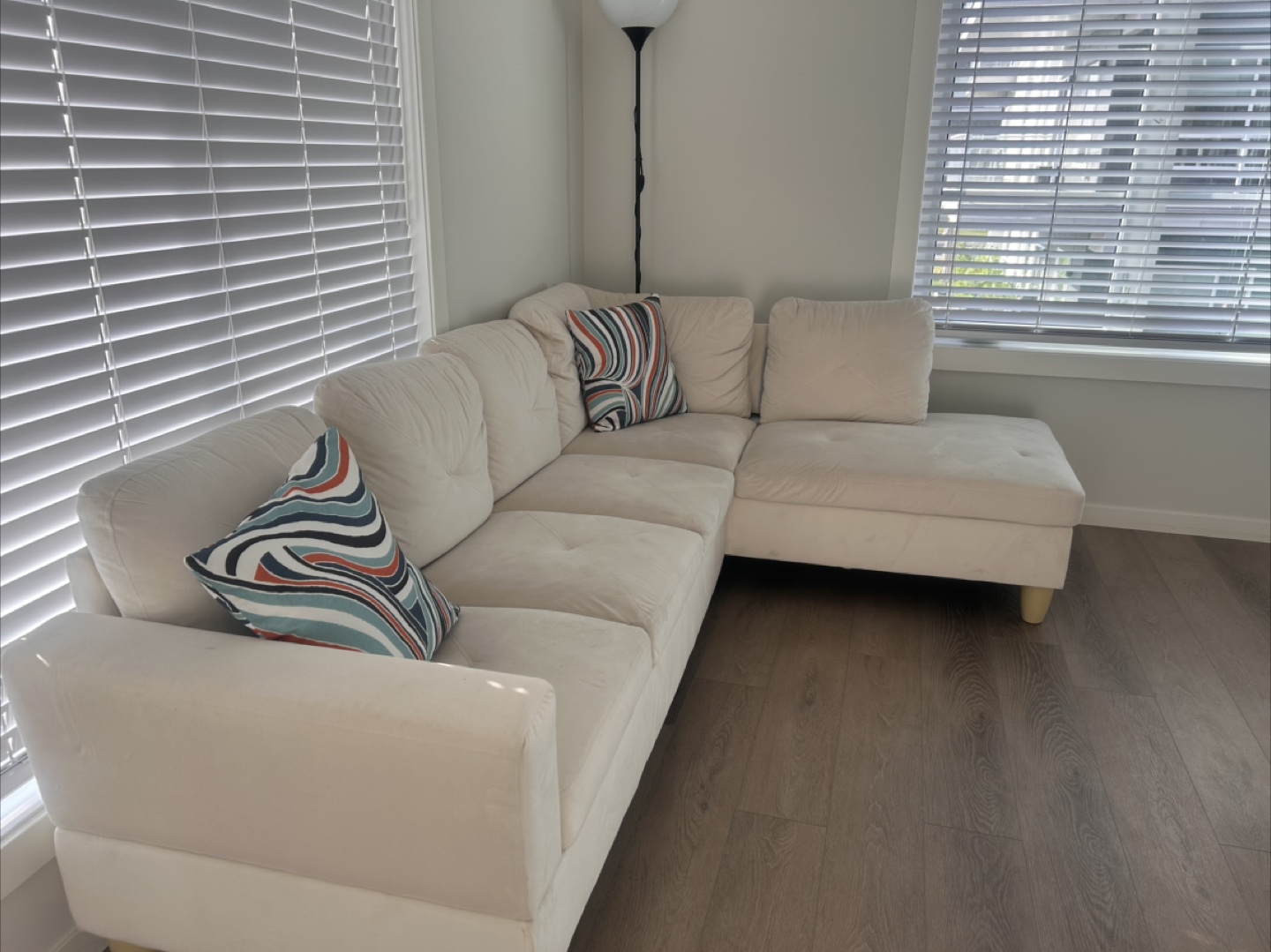 Beige Sectional Sofa with Chaise Lounge