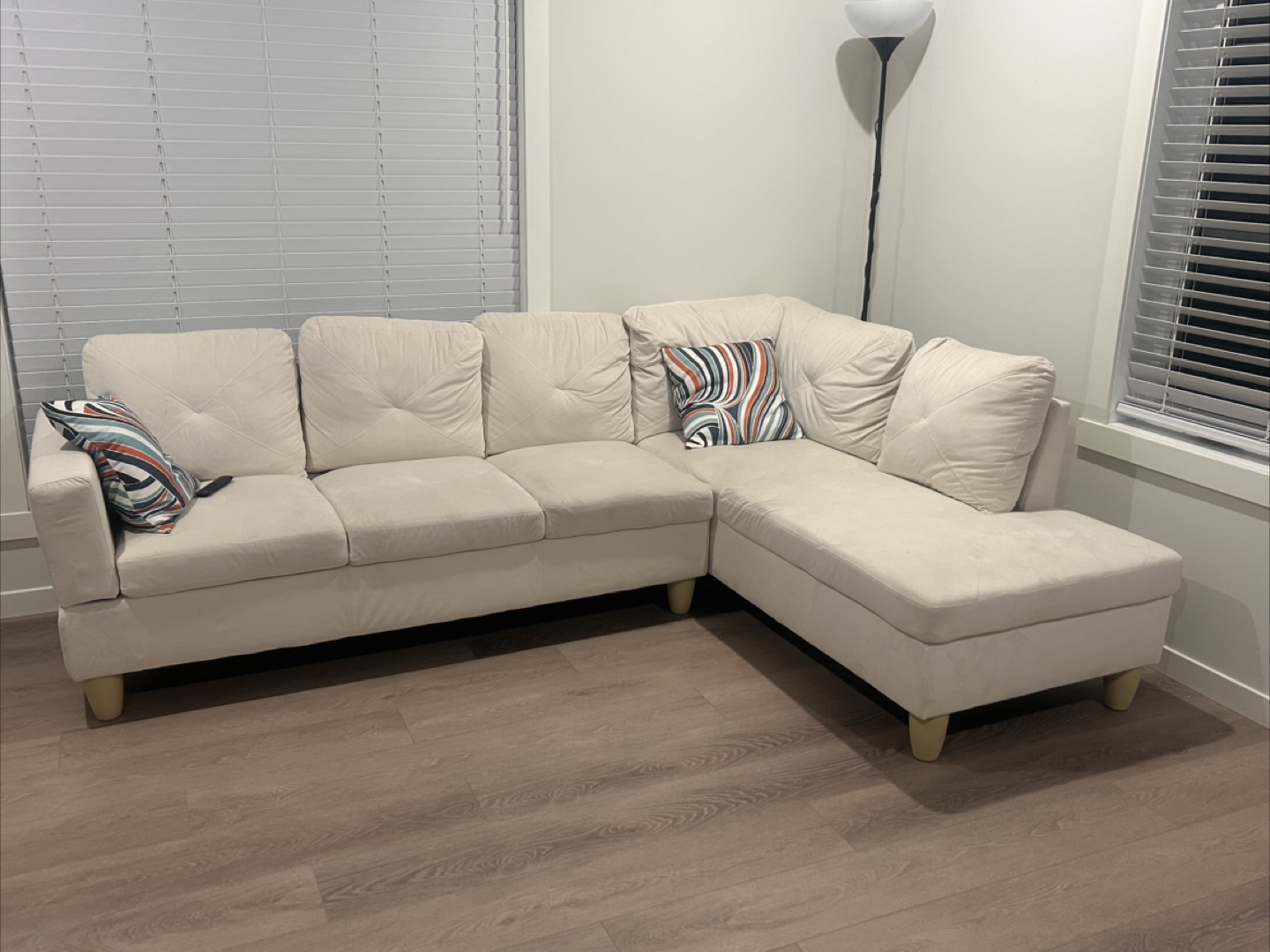 Beige Sectional Sofa with Chaise Lounge - photo 3