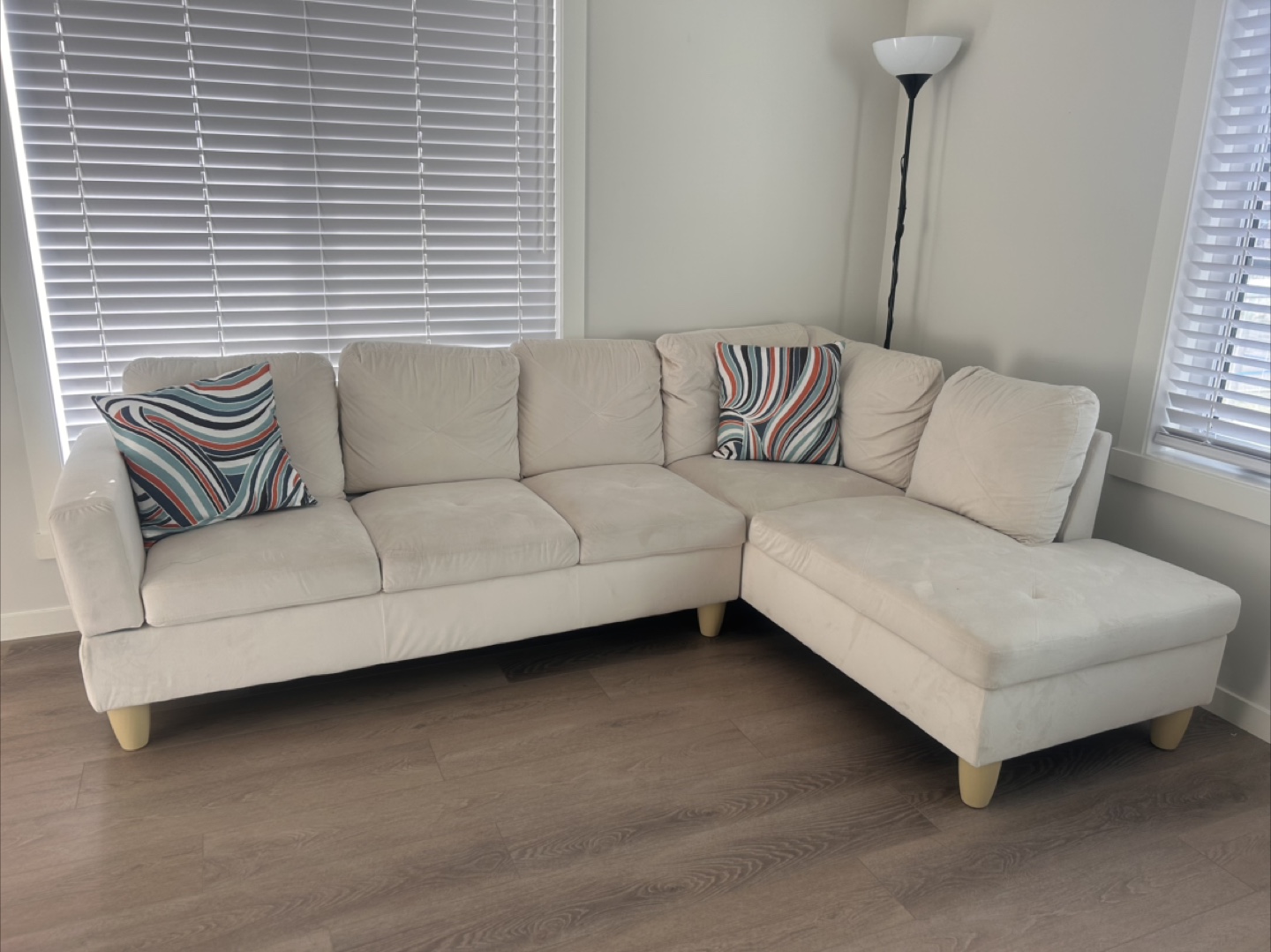 Beige Sectional Sofa with Chaise Lounge - photo 2