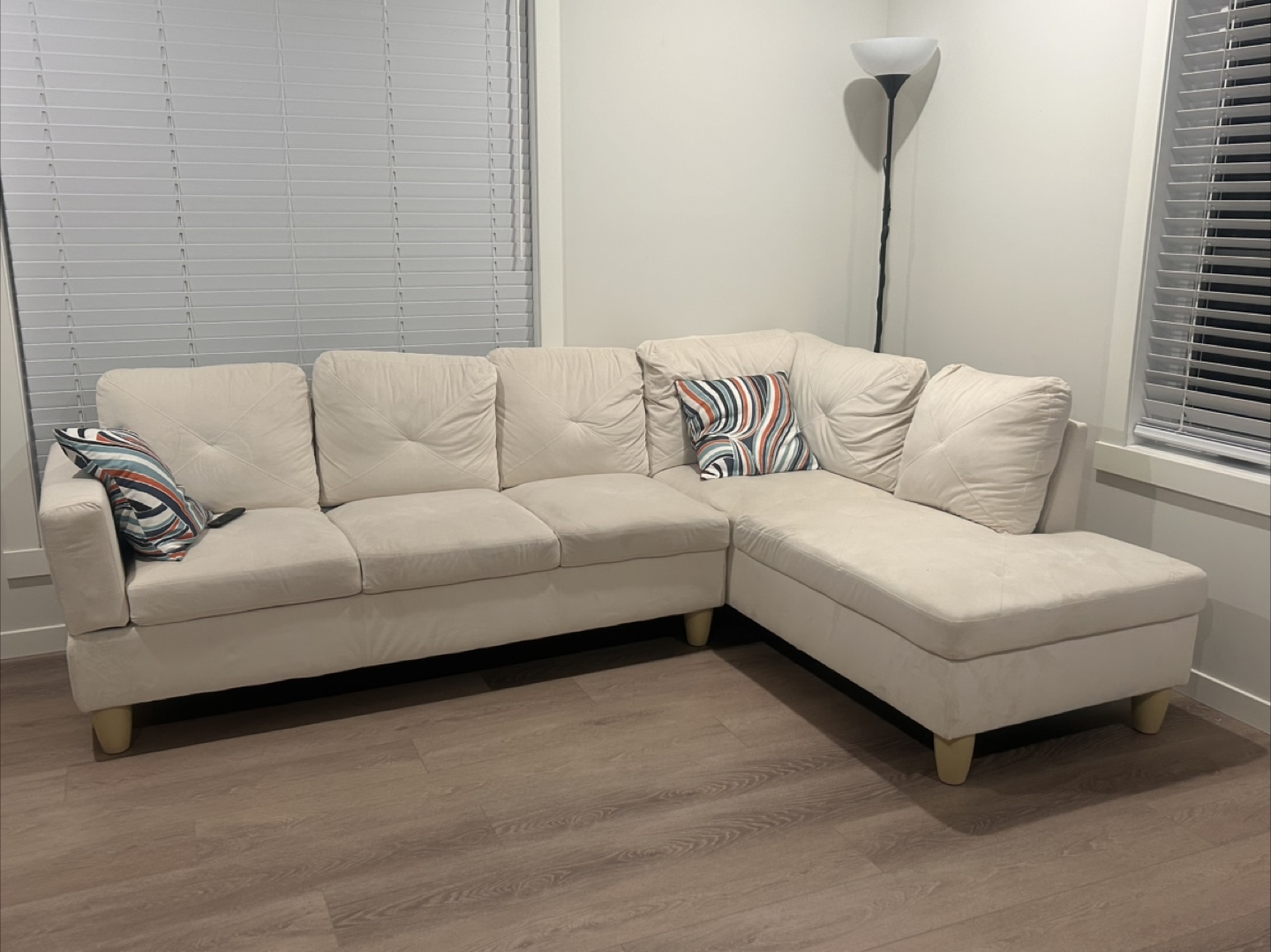 Beige Sectional Sofa with Chaise Lounge - photo 4
