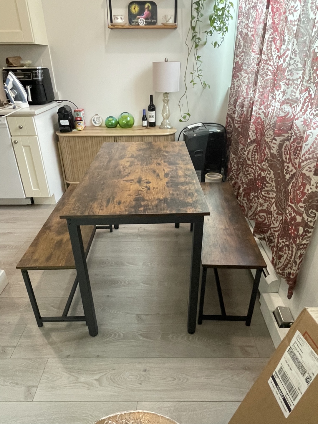 Rustic Brown Dining Table Set with Bench - photo 2