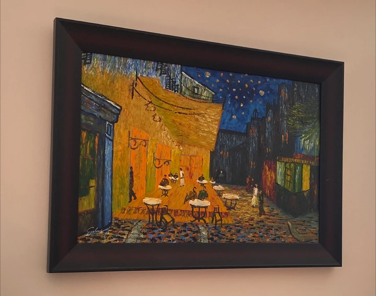 Framed Van Gogh Cafe Terrace at Night print Canvas Painting image indicator(2)