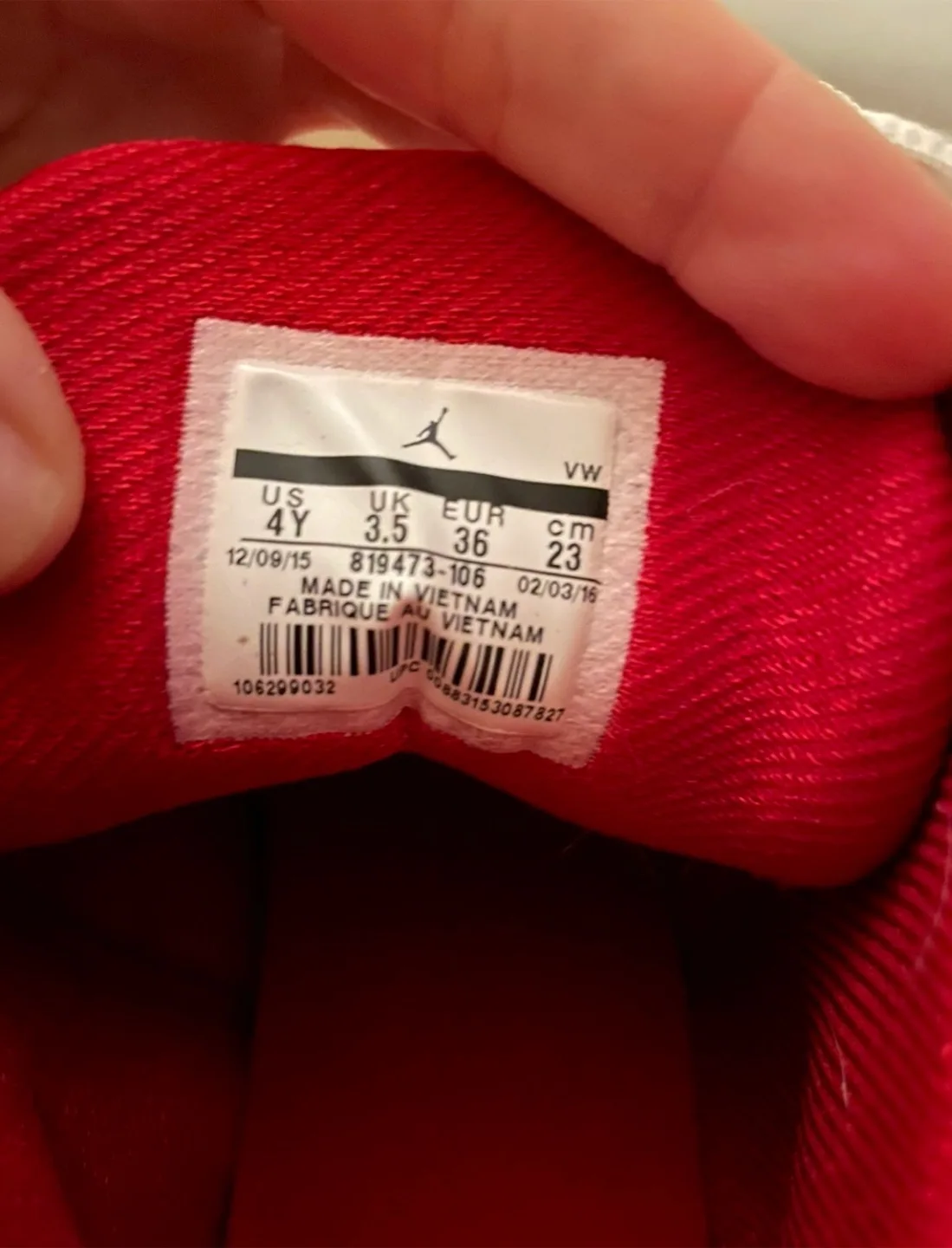 Jordan (NOT NIKE) 23 White & Red Sneakers - US 4Y image indicator(2)