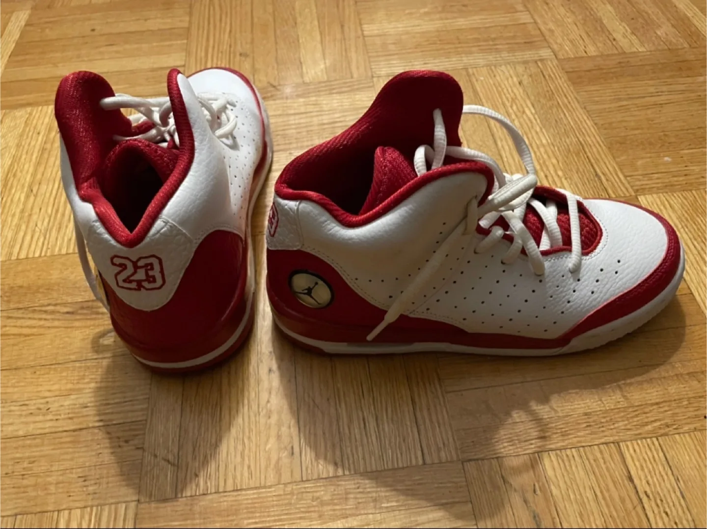 Jordan (NOT NIKE) 23 White & Red Sneakers - US 4Y image indicator(3)