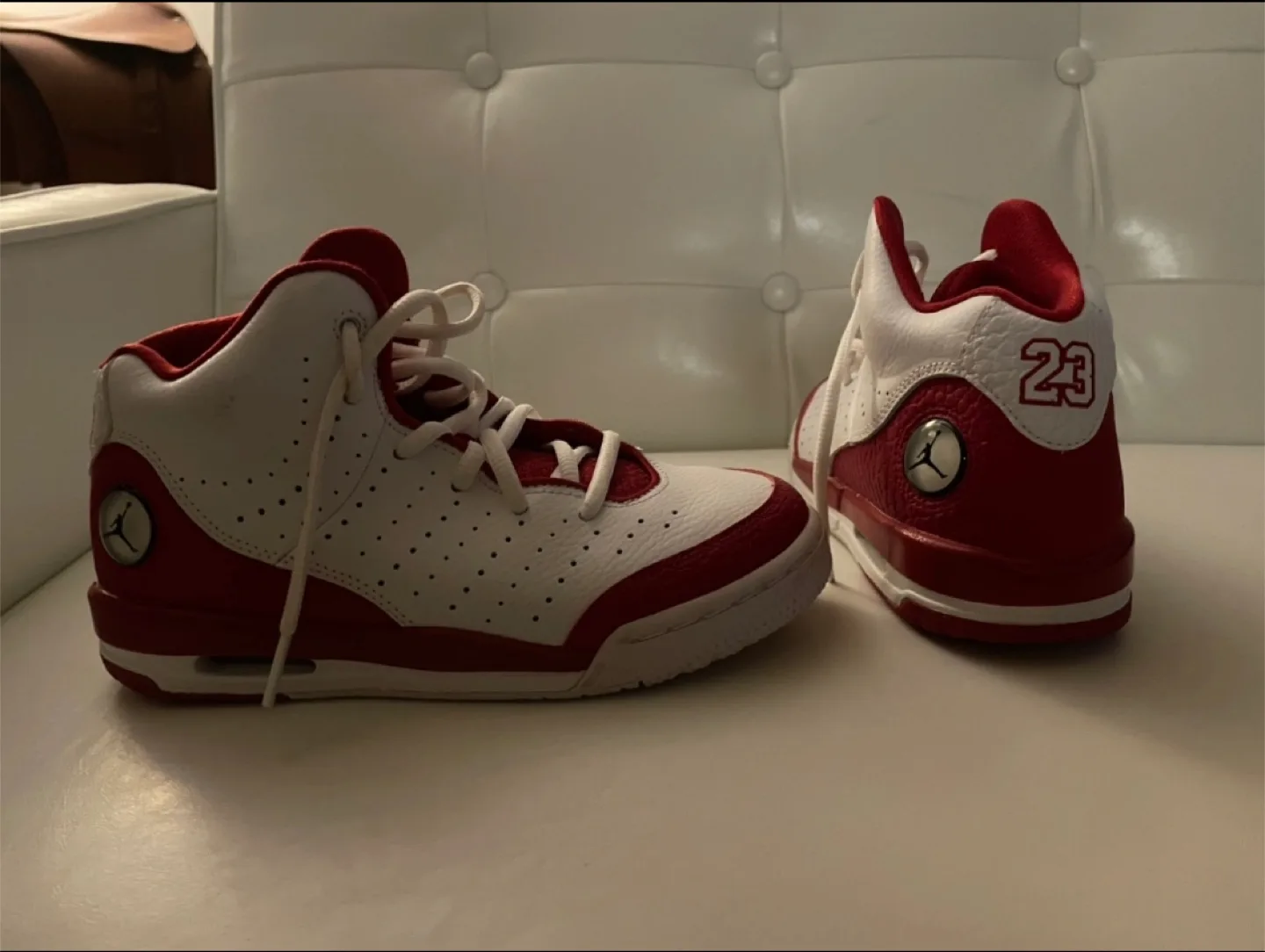 Jordan (NOT NIKE) 23 White & Red Sneakers - US 4Y thumbnail