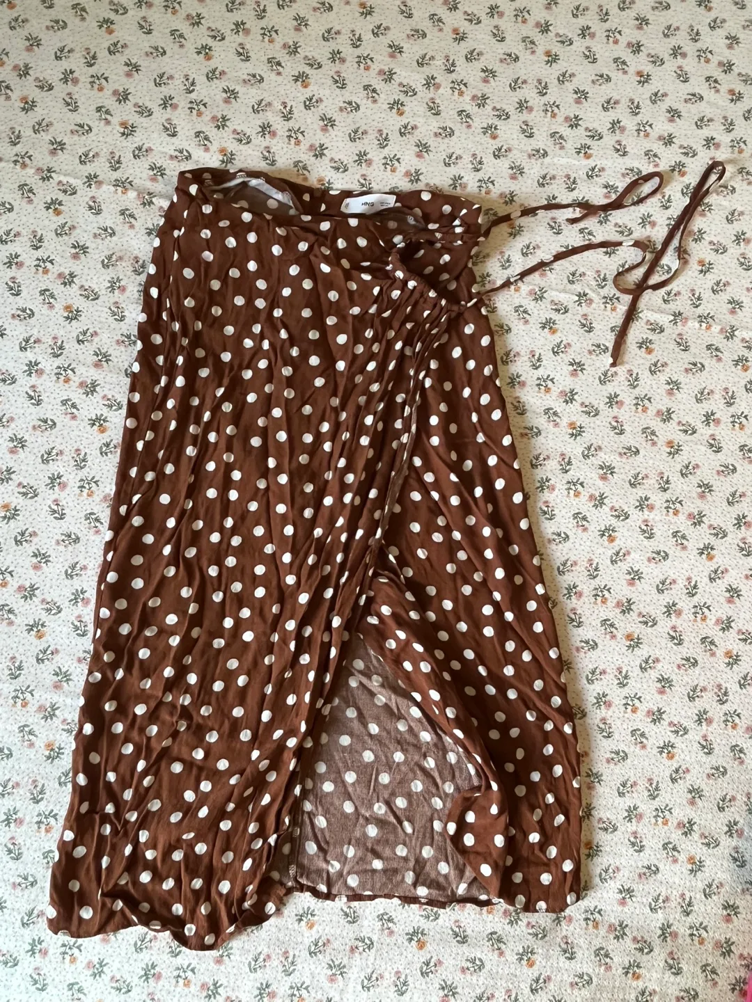 Mango Brown Polka Dot midi Skirt - Size S thumbnail