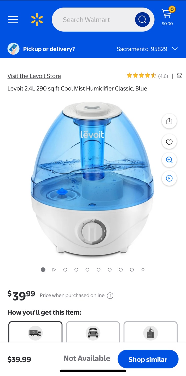 Levoit 2.4L Cool Mist Humidifier - Blue