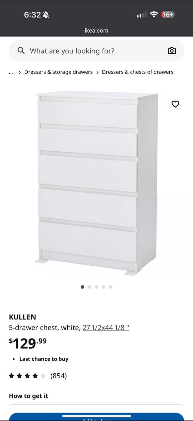 IKEA Kullen 5-Drawer Chest - White - photo 2