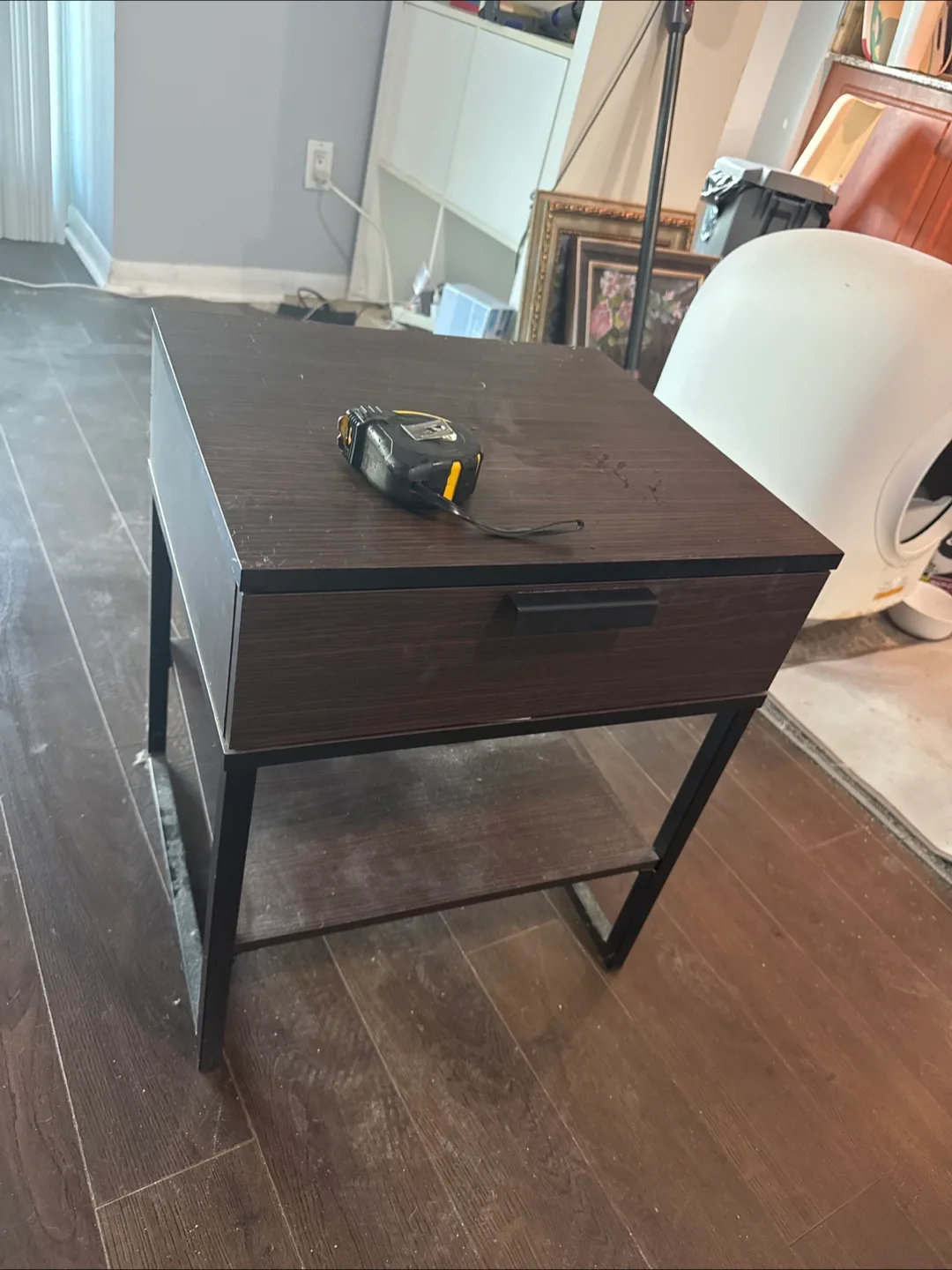 Brown Wood Nightstand with Drawer thumbnail
