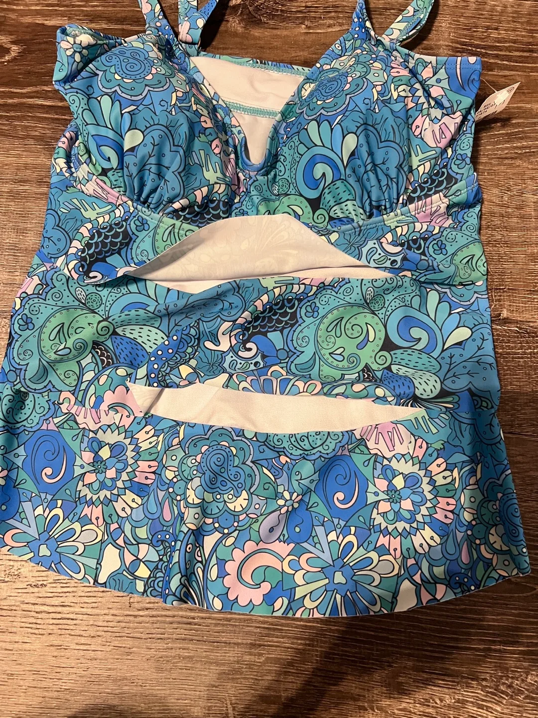 Nicole Miller Studio Blue Floral Tankini Top image indicator(2)