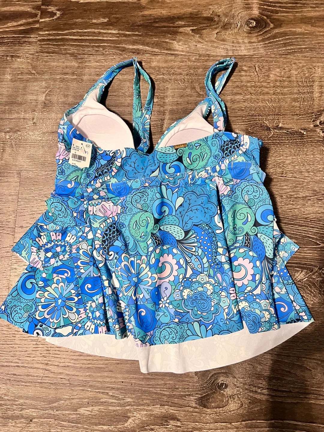 Nicole Miller Studio Blue Floral Tankini Top image indicator(4)