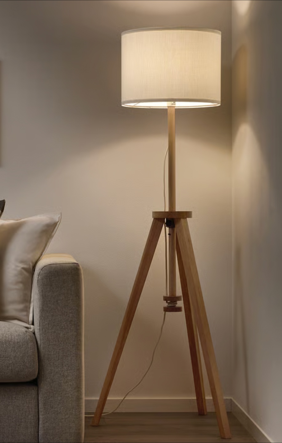 IKEA LAUTERs Tripod Floor Lamp, ash/white
