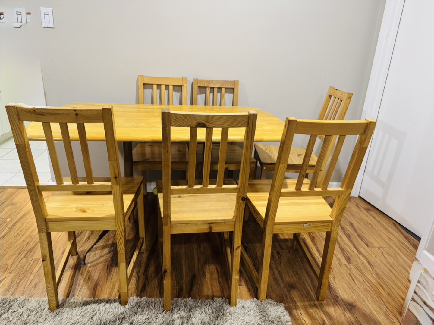 Wooden Dining Table with 6 Chairs