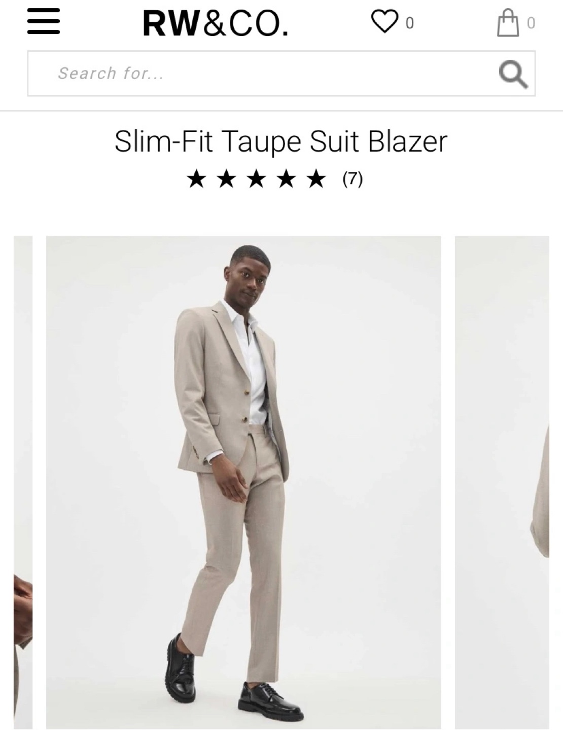 RW&CO. Slim Fit Taupe Suit Blazer - photo 2