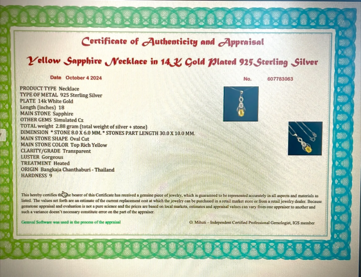 Sapphire Necklace in 14k Gold Plated 925 Sterling Silver image indicator(4)