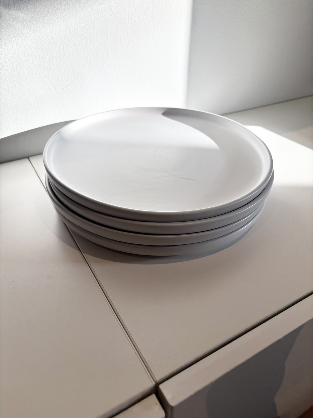 White Stoneware Plates - Set of 4
