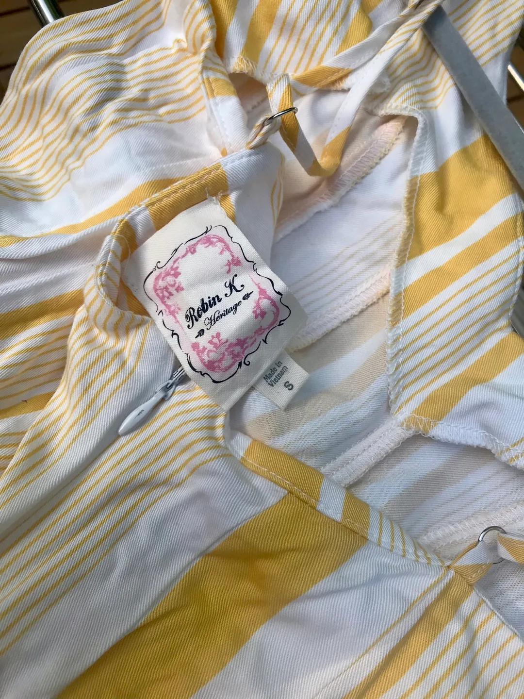 Robin K Heritage Yellow Striped Romper - Size S thumbnail