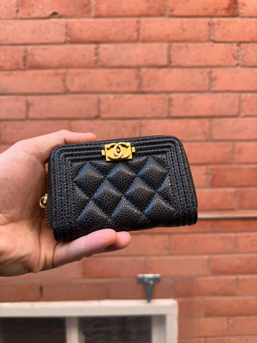 Chanel Boy Coin Purse Black Caviar Leather thumbnail