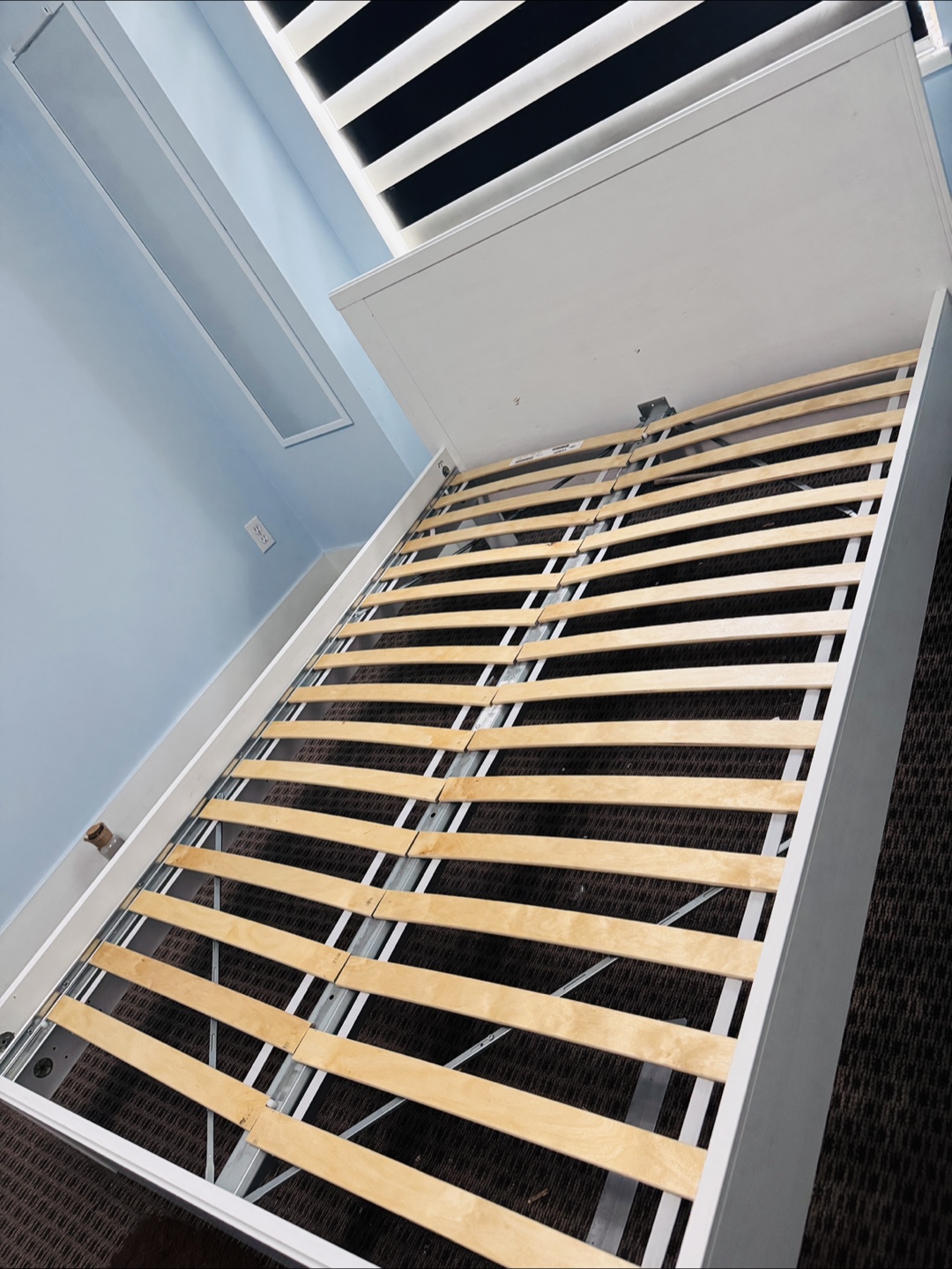White Double size Bed Frame with mattress free ,like new - photo 5