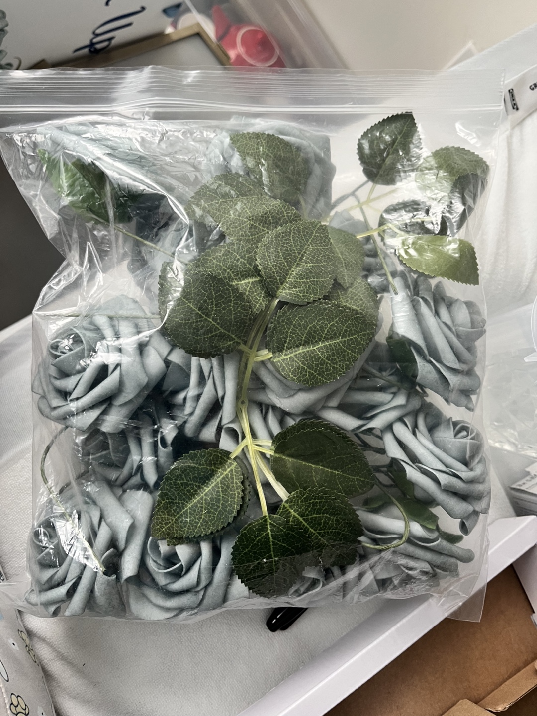 Artificial Dusty Blue Roses Wedding Decor (pack of 17) - photo 2