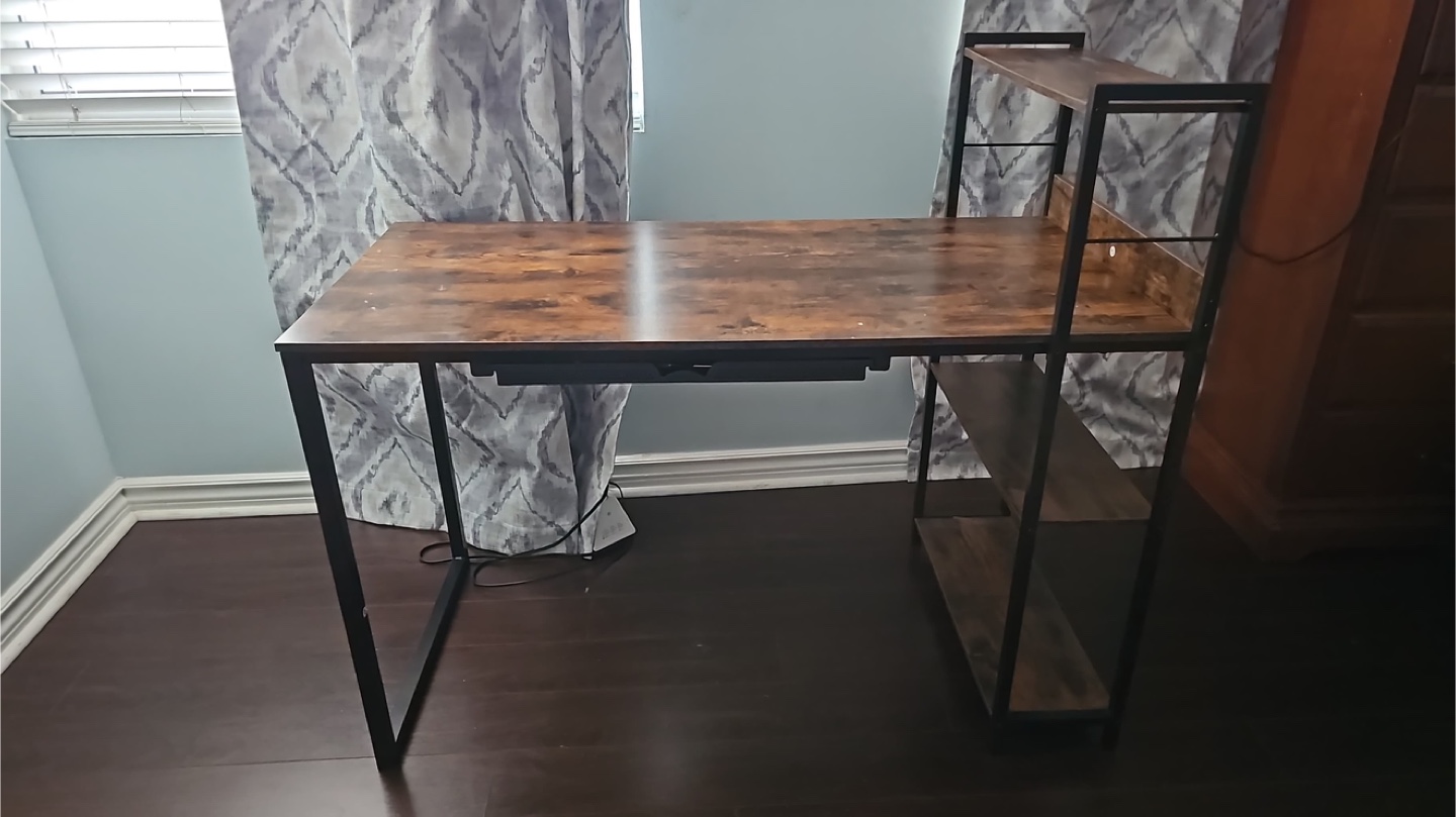 Brown Computer Desk with Shelves