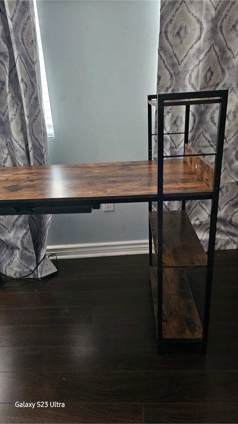 Brown Computer Desk with Shelves - photo 2