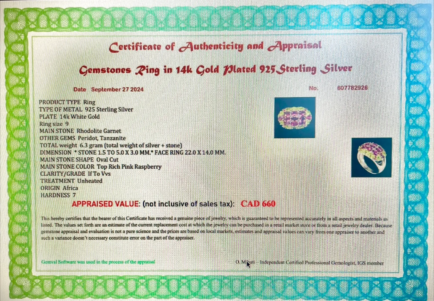 Gemstones Ring in 14 k Gold Plated 925 Sterling Silver image indicator(7)