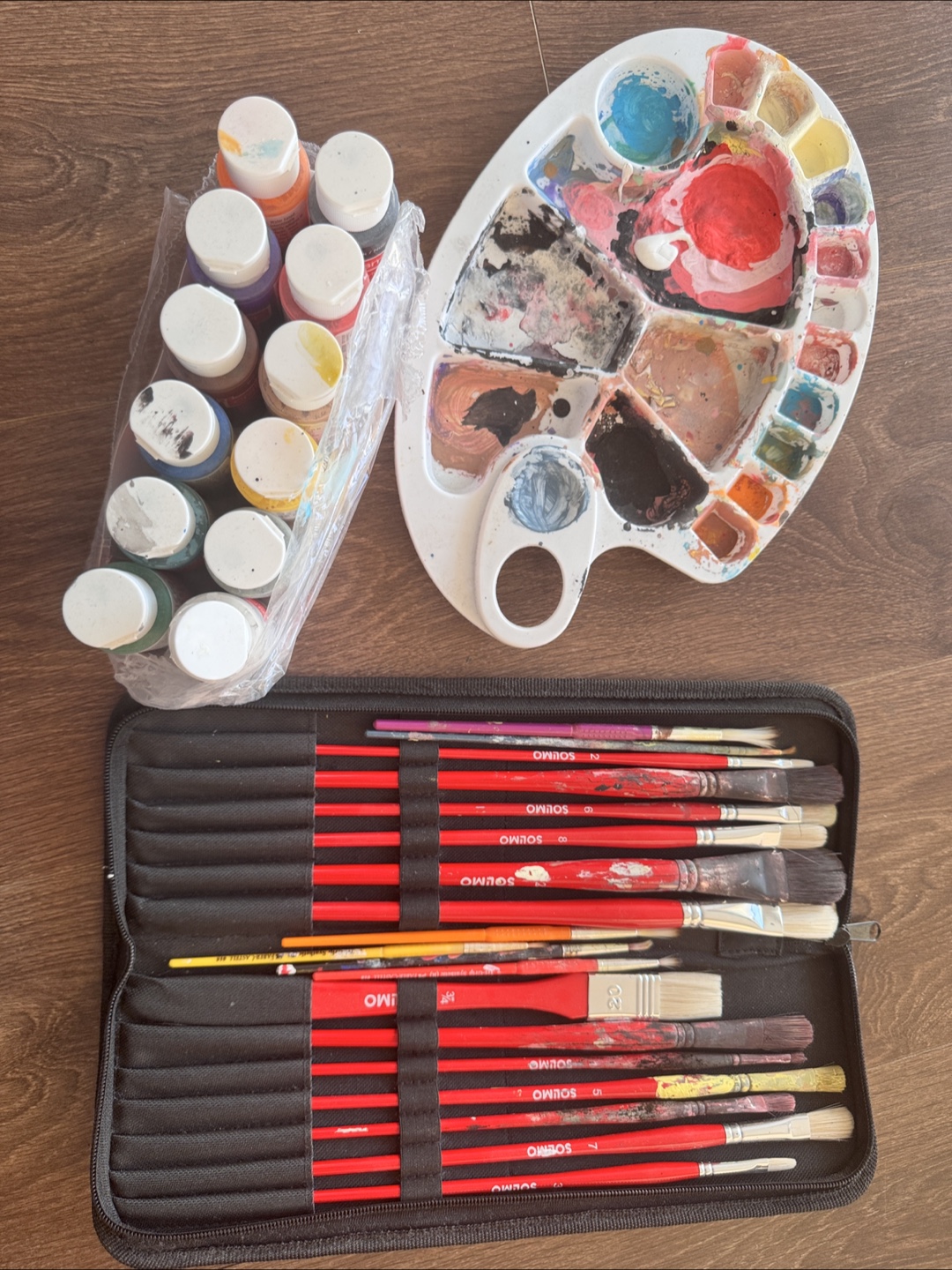 Acrylic Paint Set with Brushes & Palette - photo 2