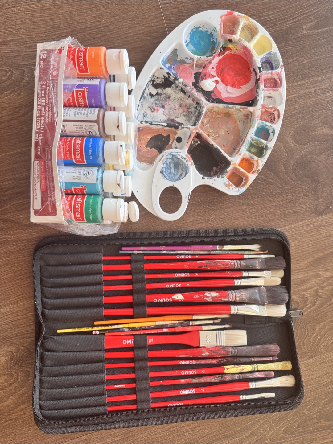 Acrylic Paint Set with Brushes & Palette