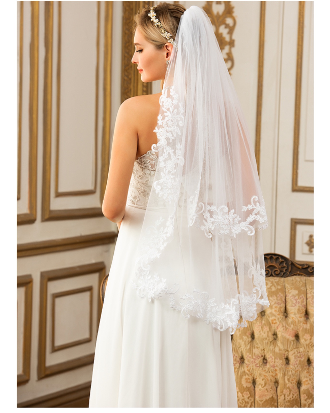 Bridal Veil with Lace Trim - photo 2