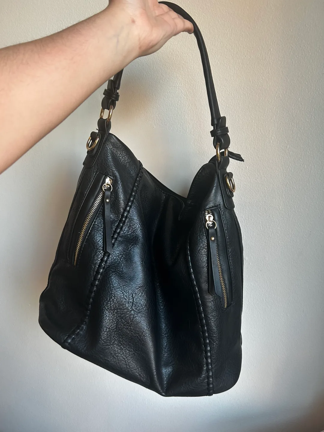 Black Faux Leather Tote Bag thumbnail