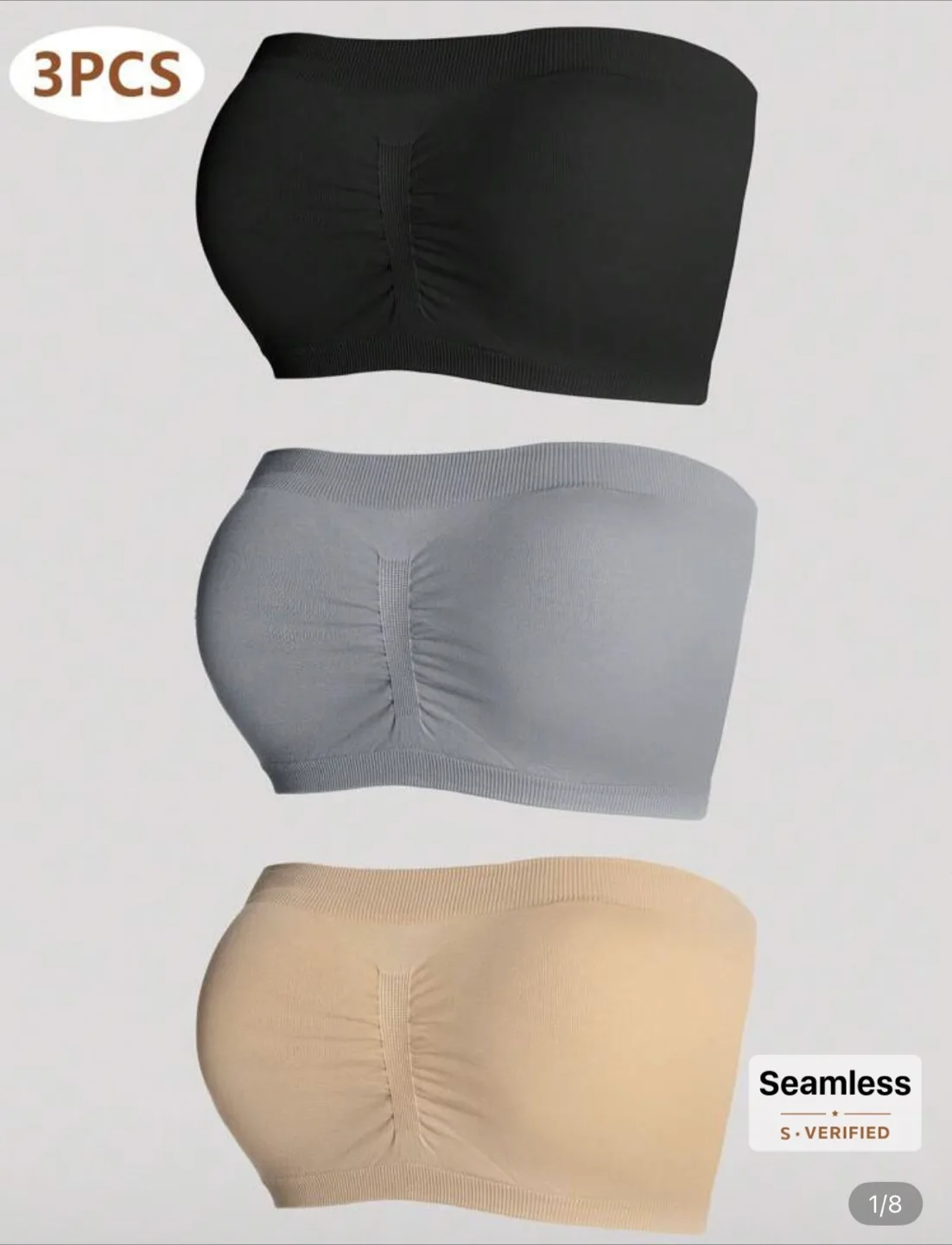 3PCS Seamless Bandeau Tube Top!! thumbnail