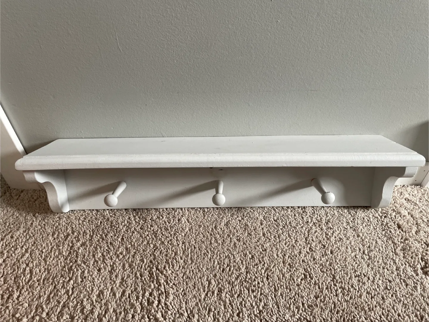 White Wall Shelf with Hooks thumbnail