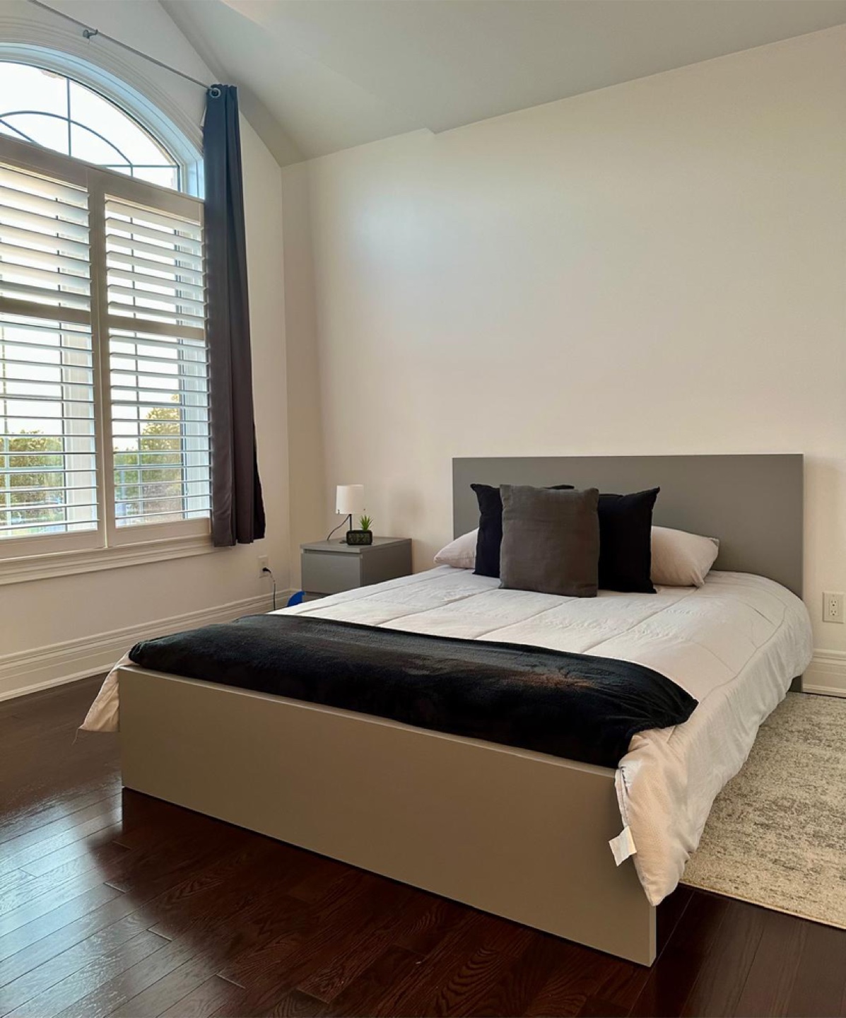 Queen bed frame with mattress and nightstand - photo 2