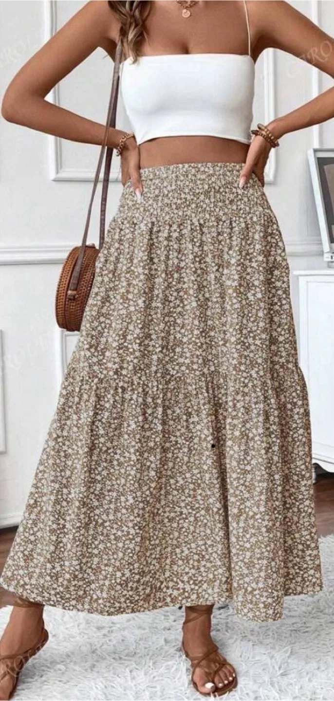 Floral Print Tiered Maxi Skirt thumbnail
