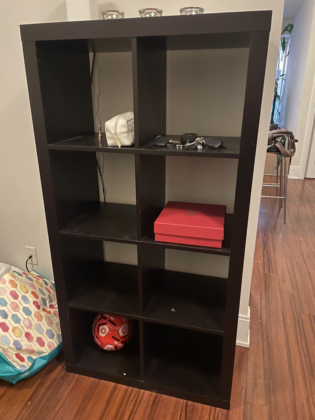 MOVING SALE- IKEA Kallax Dark Brown 8-Cube Storage Shelf