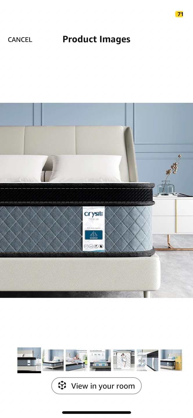Crysili Premium 12 inch hybrid queen Mattress - Viola thumbnail