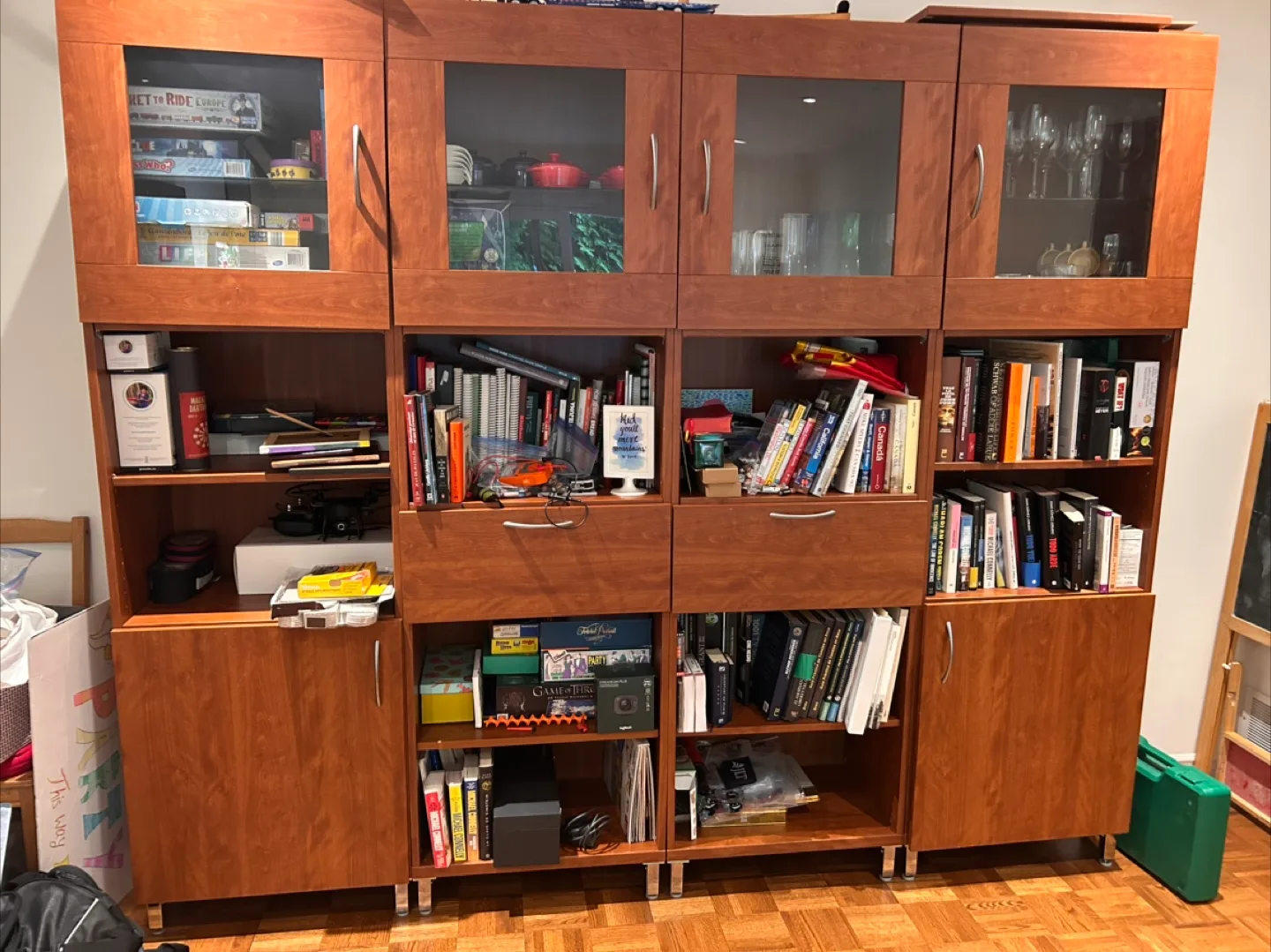 Wooden Bookcase with Glass Doors (4 modules) thumbnail