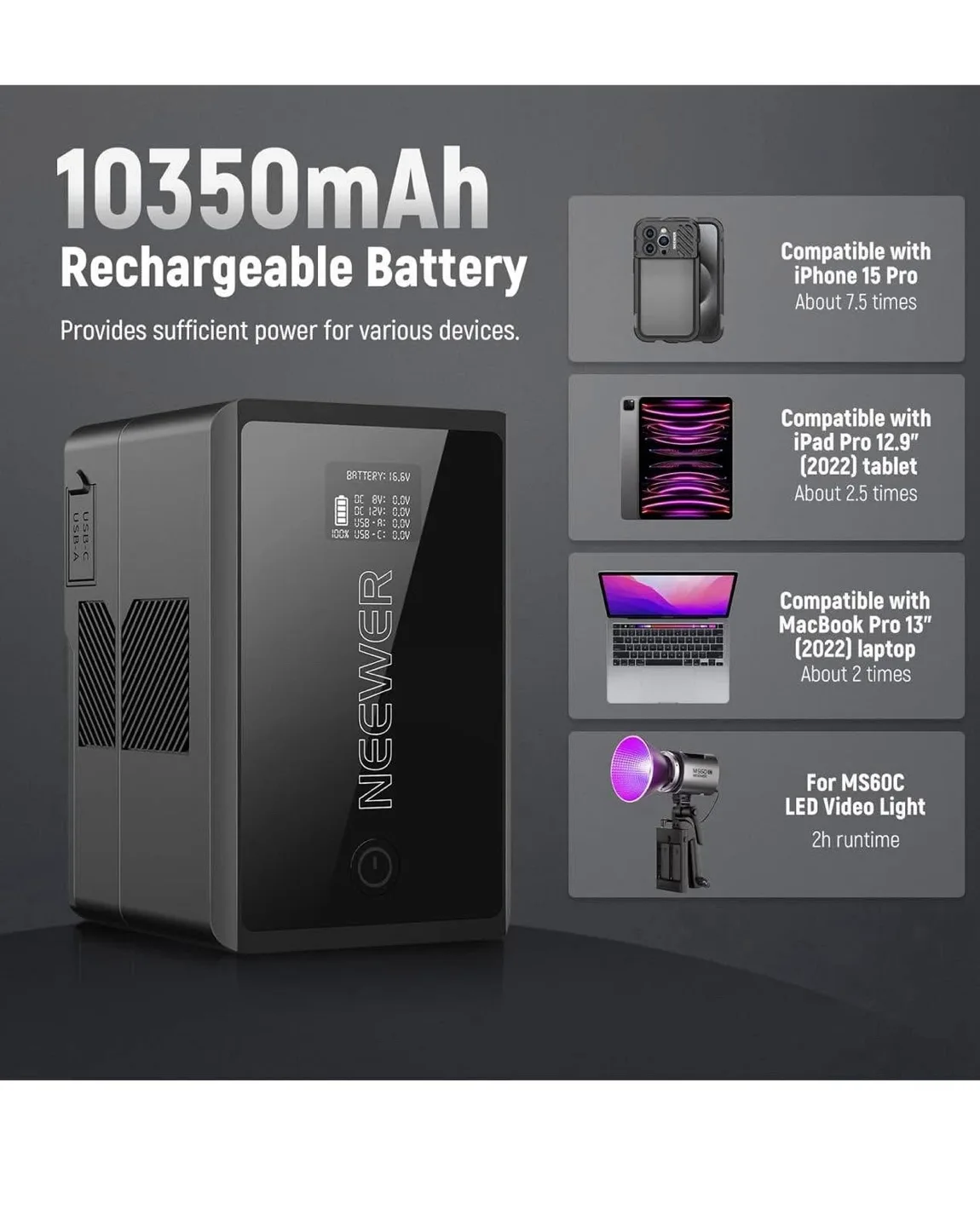 Neewer V Mount Battery PS150E image indicator(3)