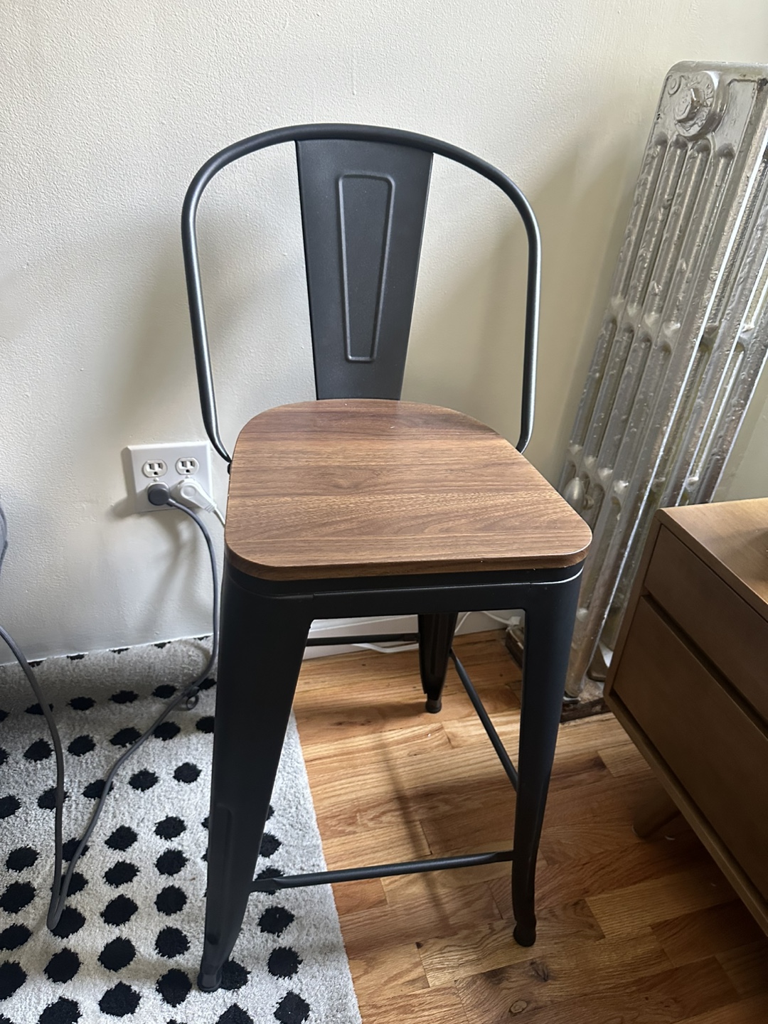 Pair of Industrial style Metal & Wood Bar Stool