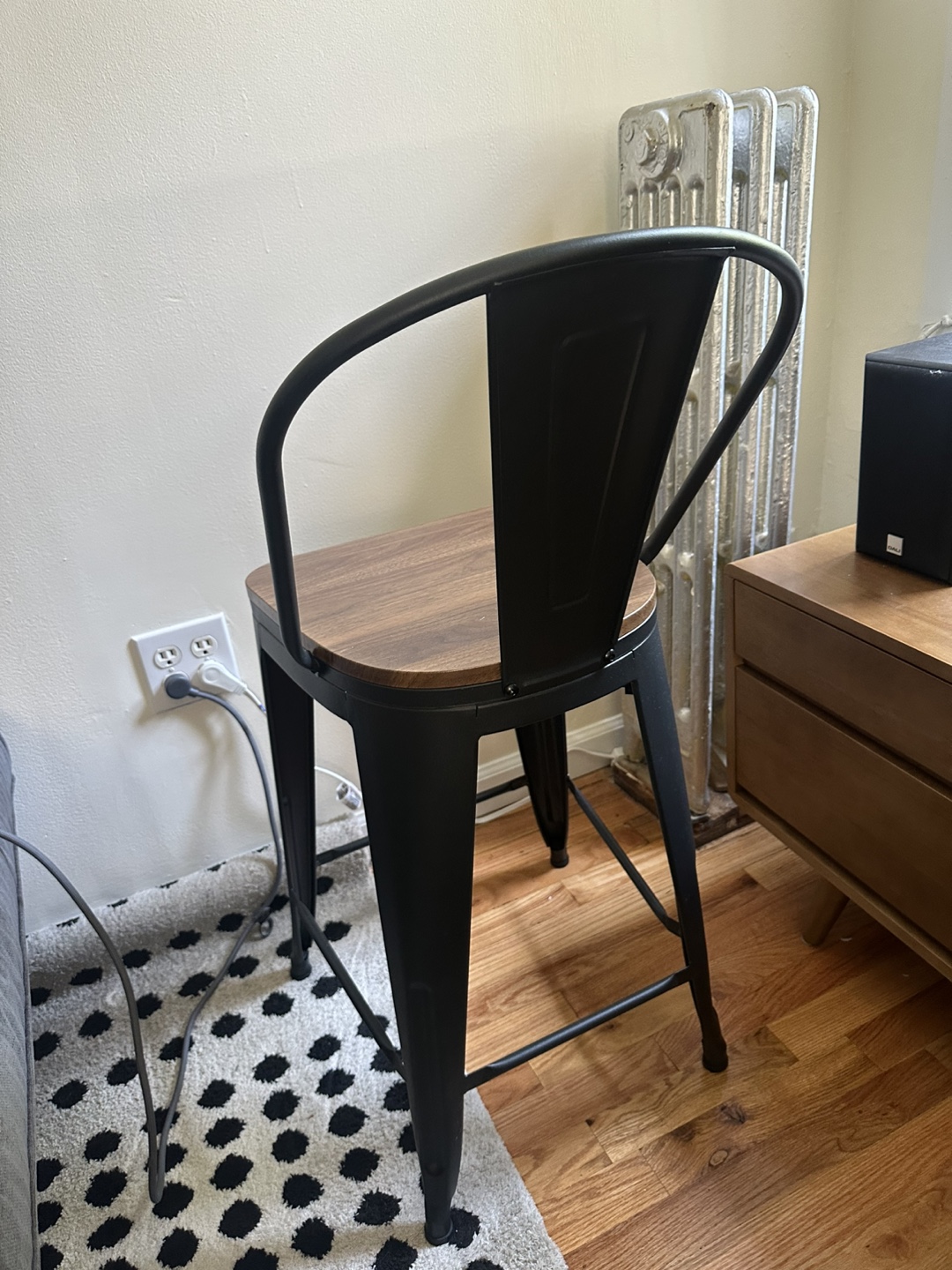 Pair of Industrial style Metal & Wood Bar Stool - photo 3
