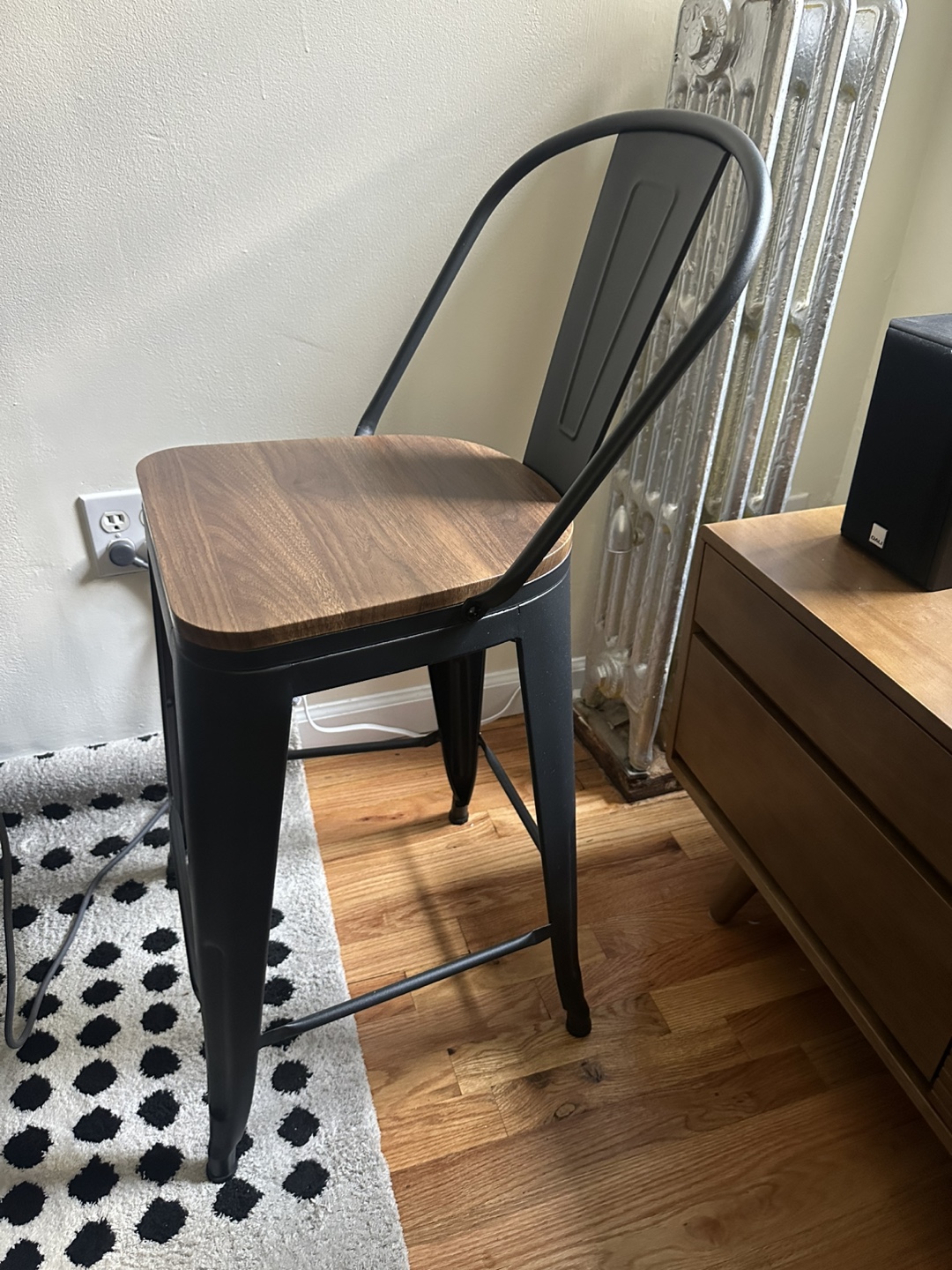 Pair of Industrial style Metal & Wood Bar Stool - photo 2