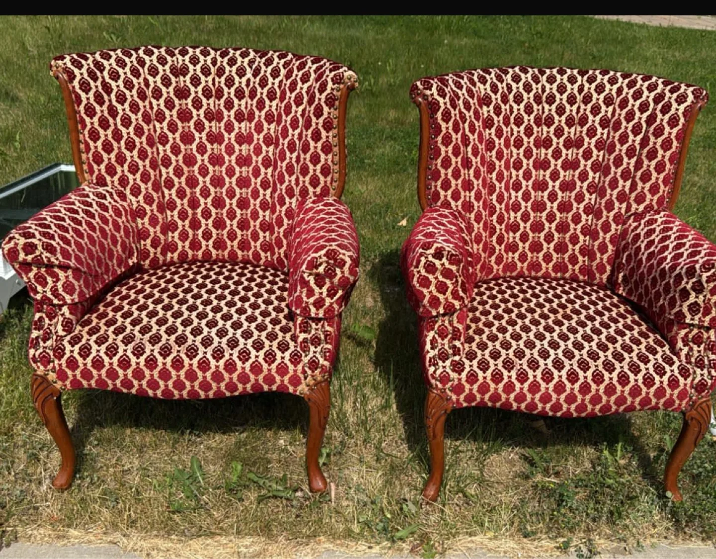 Pair of Vintage Armchairs - Red Pattern thumbnail