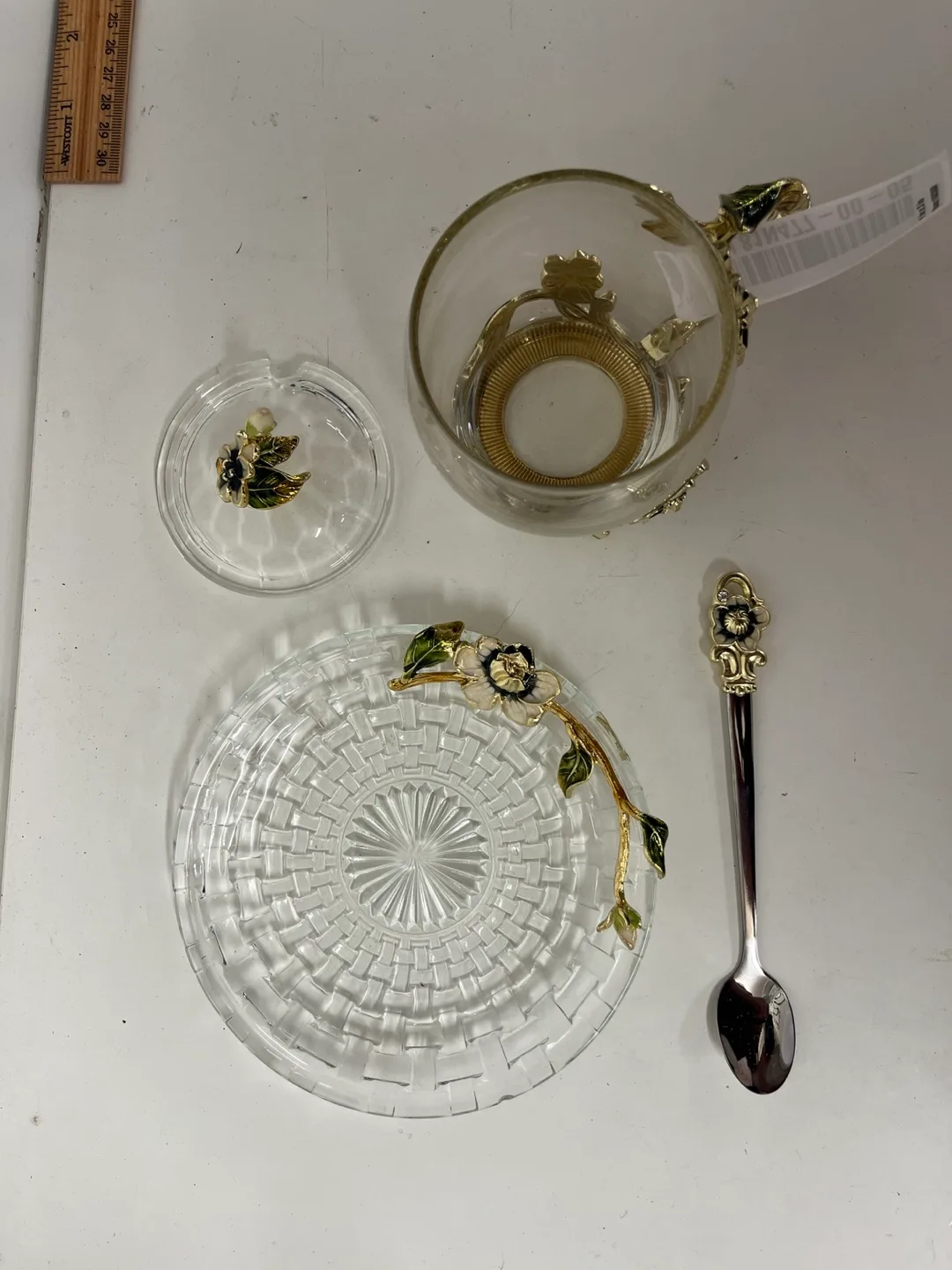 Glass Tea Set with Spoon and Lid image indicator(2)