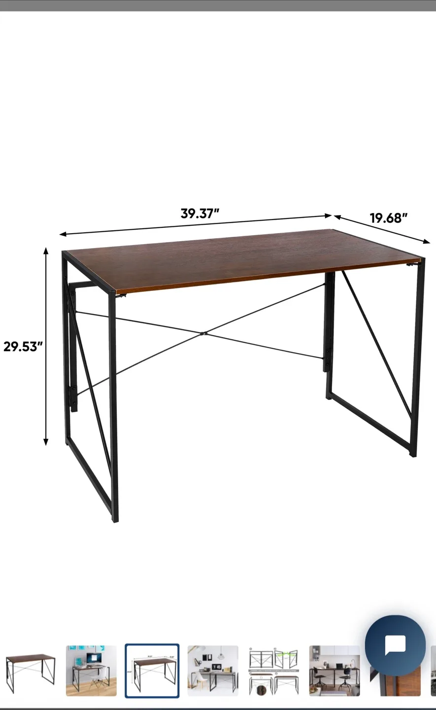 Brown Computer Desk with Metal Frame image indicator(2)